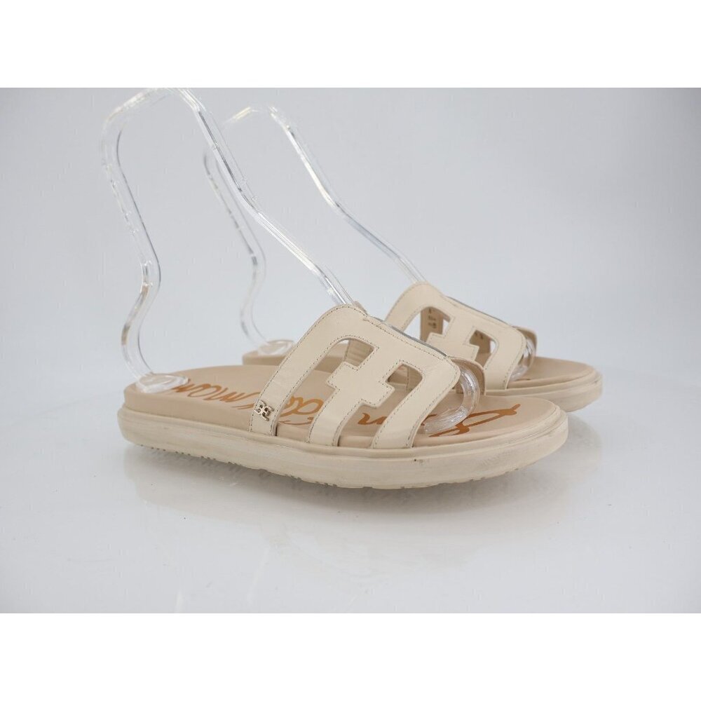 Sam Edelman Valeri Slide Women Size 8.5 Wide Ivory Leather Platform Slip On Flat